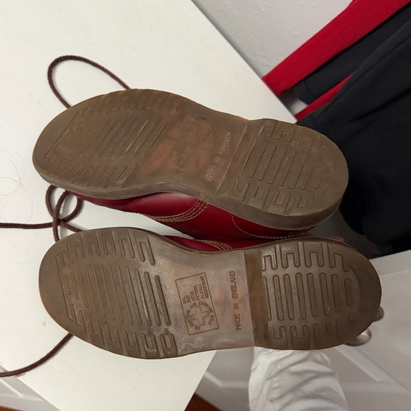 Dr. Martens Burgundy Lace-Up Leather Combat Boots - Picture 3 of 6